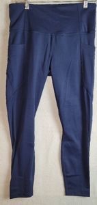 Members Mark Women's Everyday Size L Blue Ankle HighRise Side Pockets Leggings